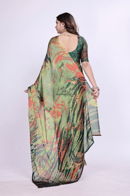 PRINTED FANCY CHIFFON SAREE