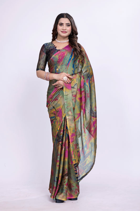 PRINTED FANCY CHIFFON SAREE