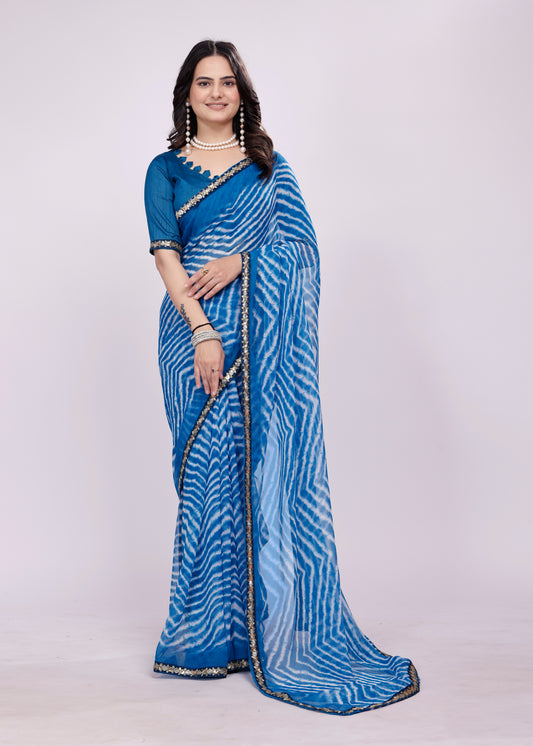 Leheriya saree with lace boder