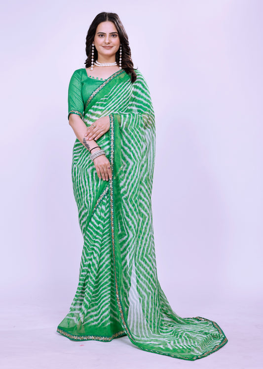 Leheriya saree with lace boder