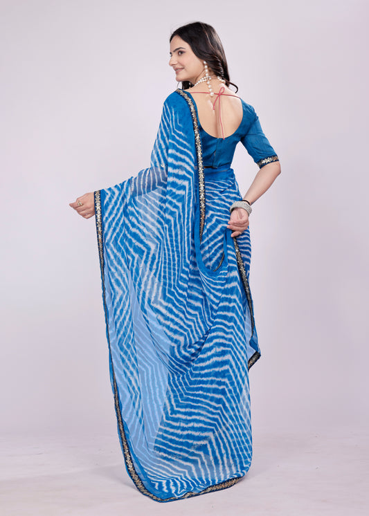 Leheriya saree with lace boder