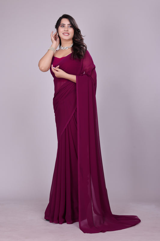 Plain Georgette Saree