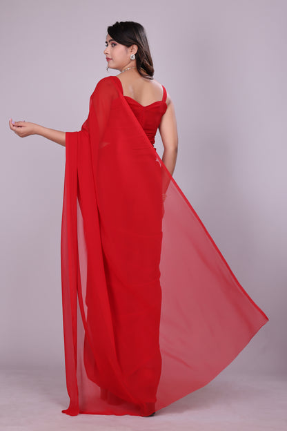 Plain Georgette Saree