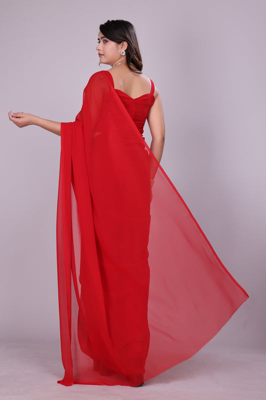 Plain Georgette Saree