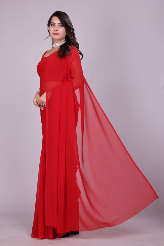 Plain Georgette Saree