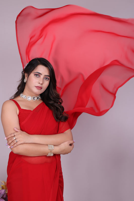 Plain Georgette Saree