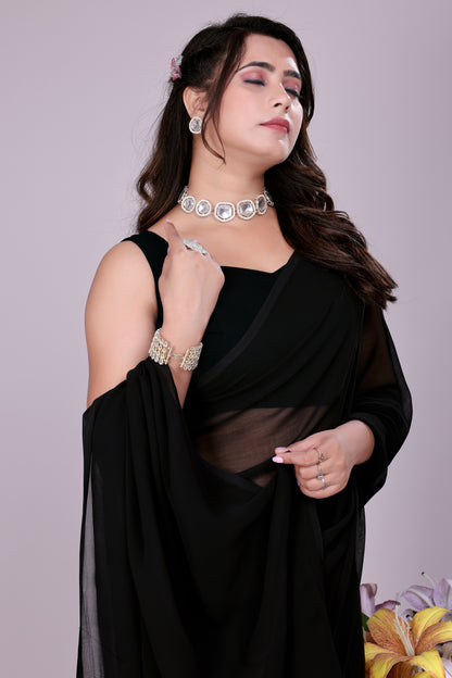 Plain Georgette Saree