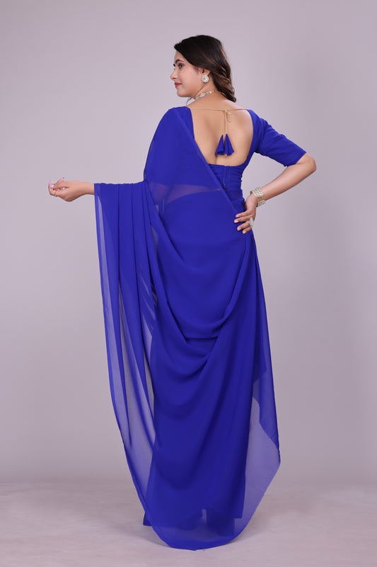 Plain Georgette Saree