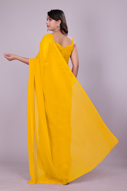 Plain Georgette Saree