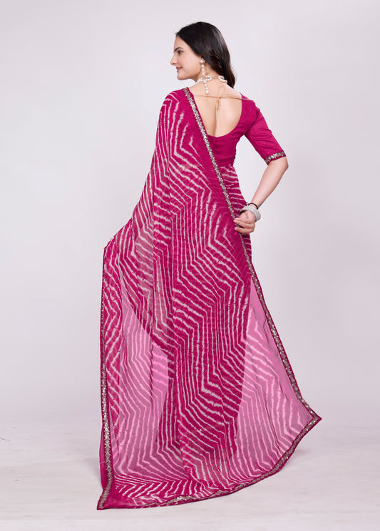 Leheriya saree with lace boder