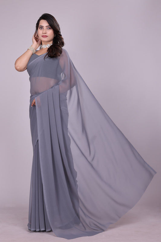 Plain Georgette Saree