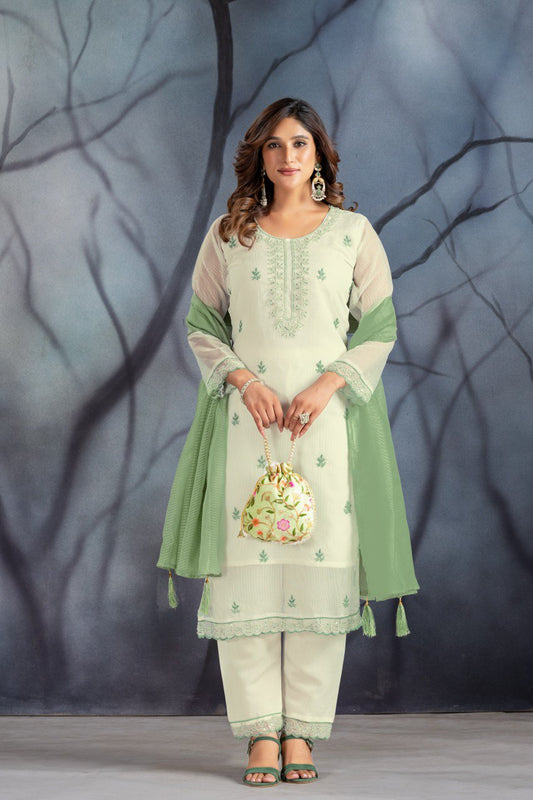 Punjabi Patti design Kurta With Trouser & Duppata