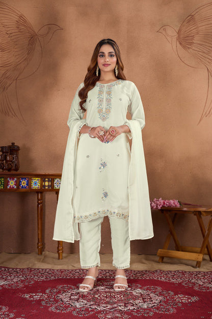Punjabi Floral design Kurta With Trouser & Duppata