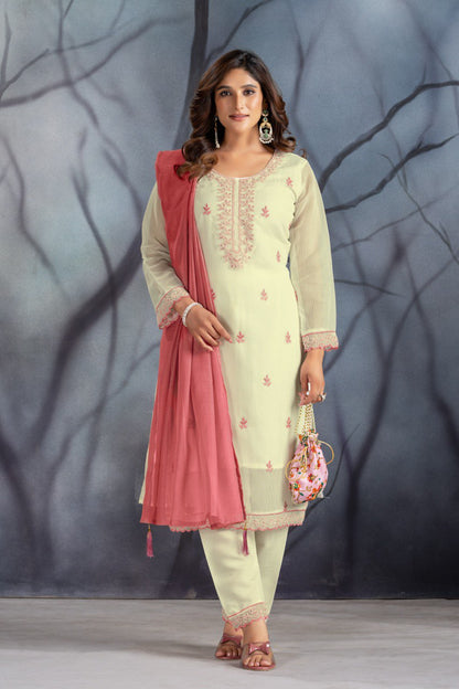 Punjabi Patti design Kurta With Trouser & Duppata