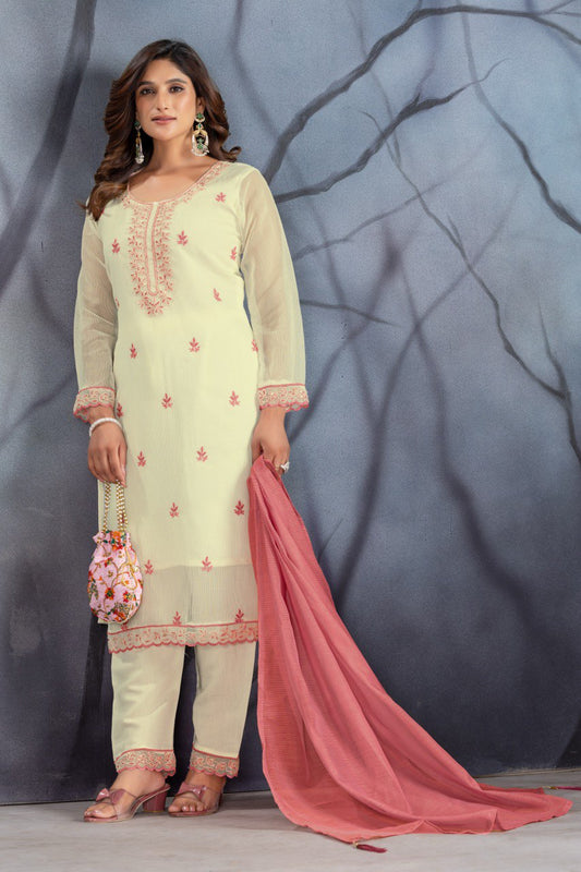 Punjabi Patti design Kurta With Trouser & Duppata