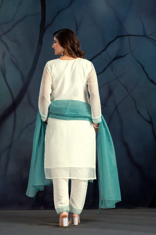 Punjabi Patti design Kurta With Trouser & Duppata