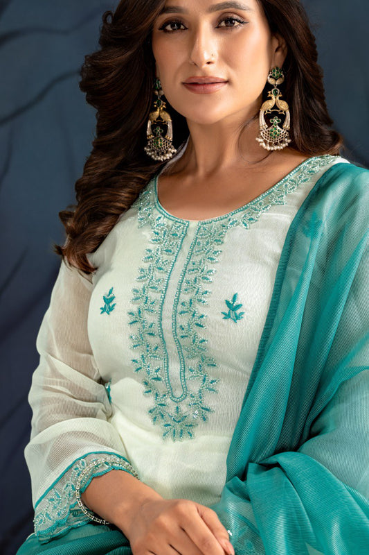 Punjabi Patti design Kurta With Trouser & Duppata